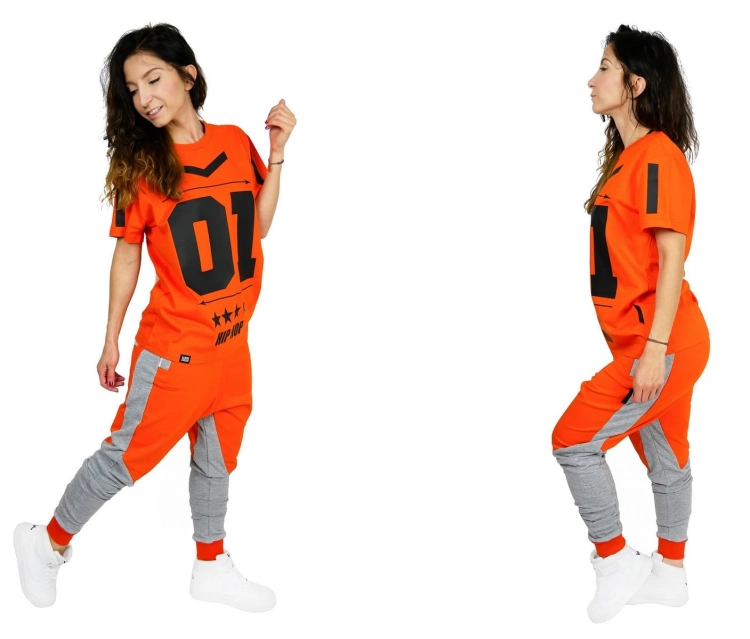 spodnie-damskie-szare-pomaramczowe