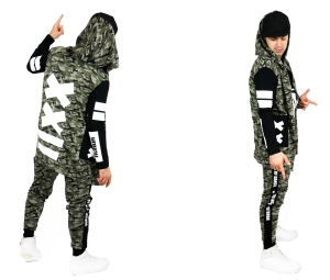 SPODNIE DRESOWE MĘSKIE Z LAMPASAMI - JOGGERY MORO