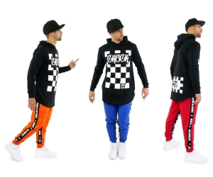 SPODNIE DRESOWE MĘSKIE Z LAMPASAMI - KOLOROWE JOGGERY 